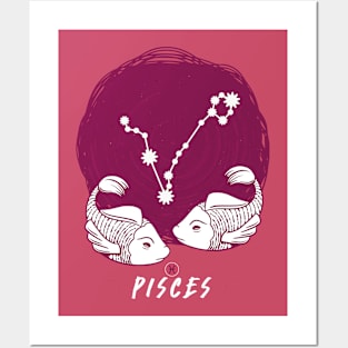 Retro Pisces Zodiac Sign // Vintage Astrology Posters and Art